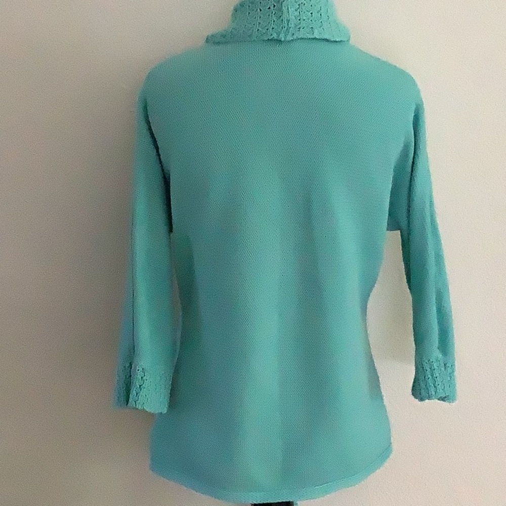 JM Collection - SWEATER Size S Aqua - 100% Cotton - Picture 2 of 9